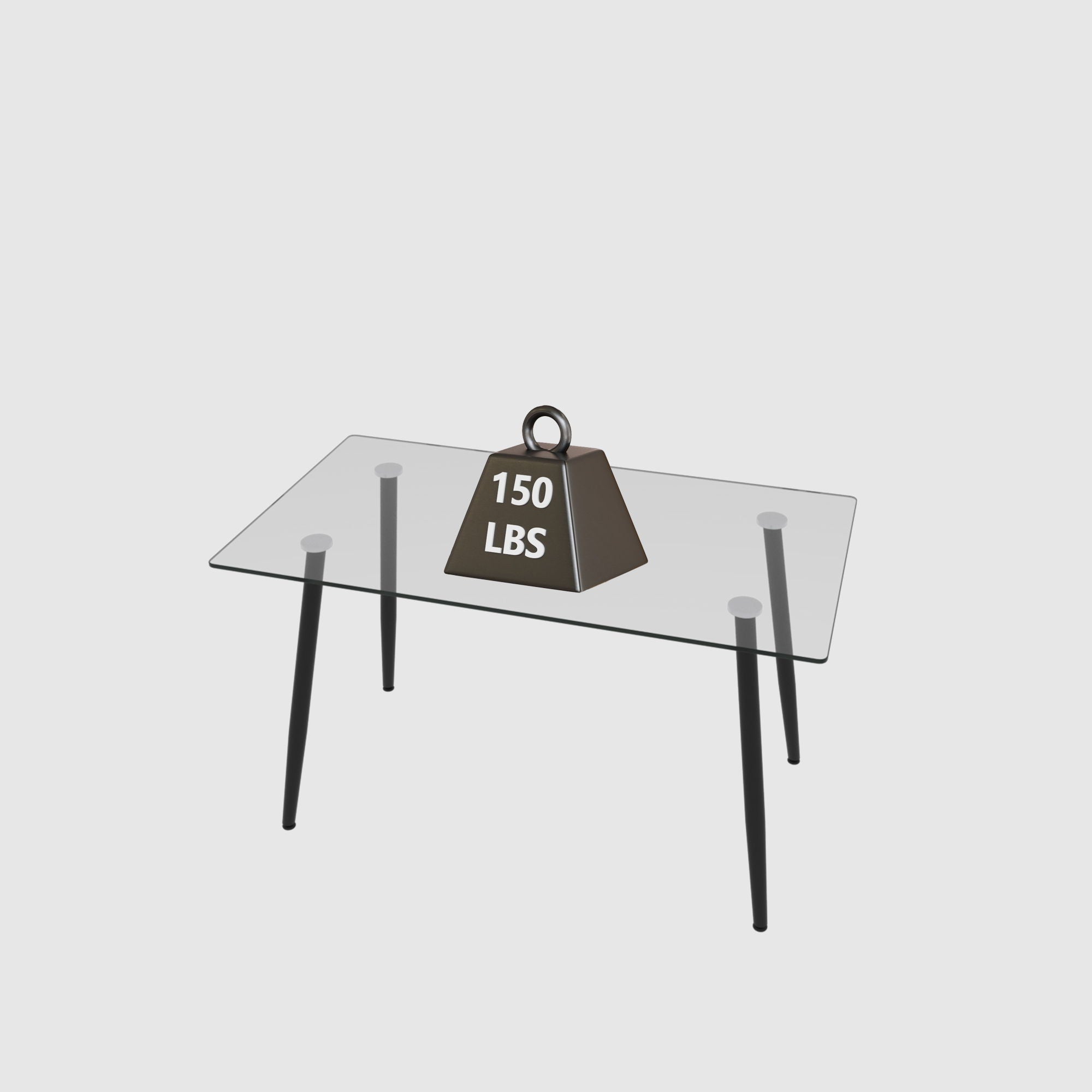Modern Minimalist Rectangular Glass Dining Table With Tempered Glass Top Metal Legs, For 4 - 6 - Transparent by HouseOfZazla