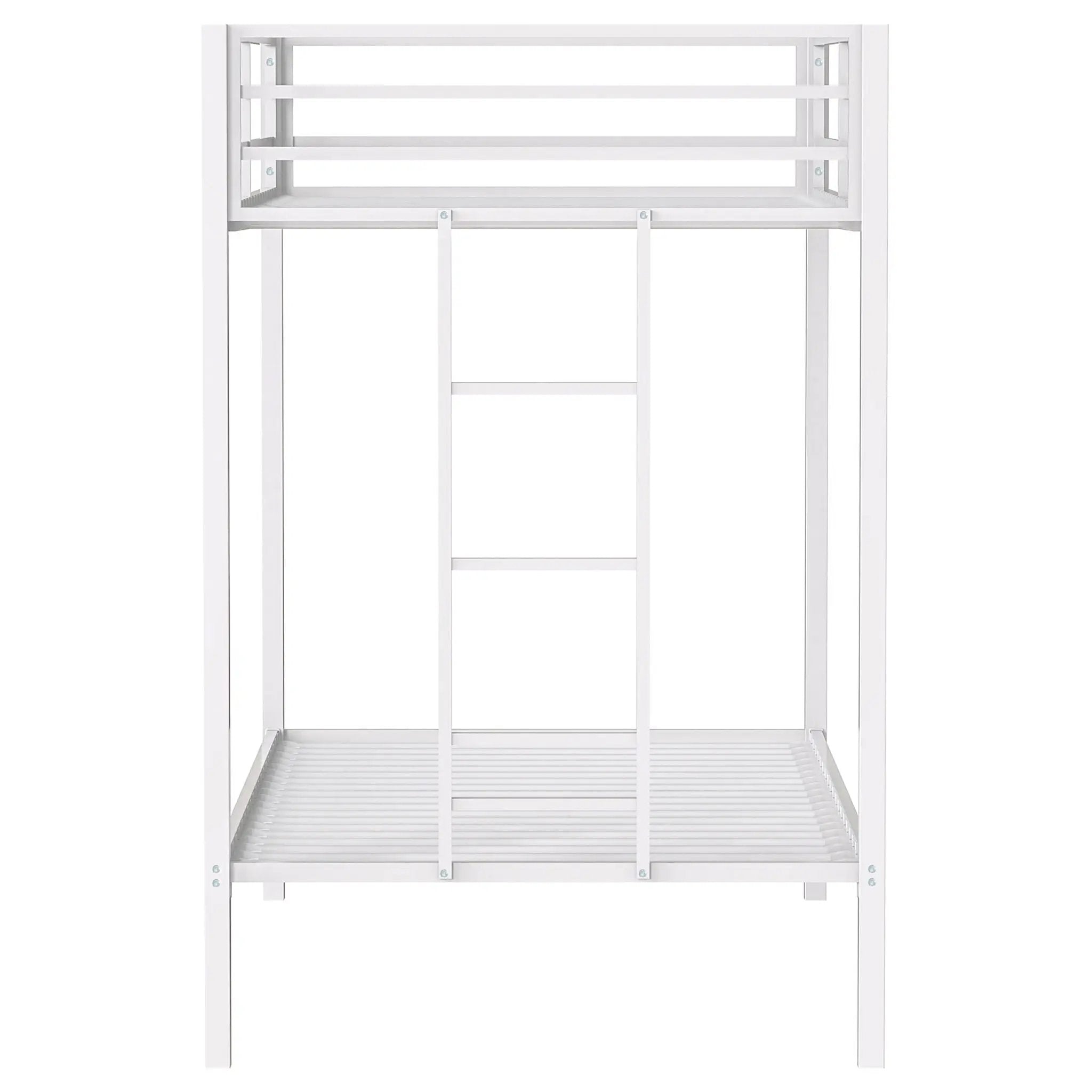Alevera Metal Twin Over Twin Bunk Bed with Ladder White by Unique Piece Furniture