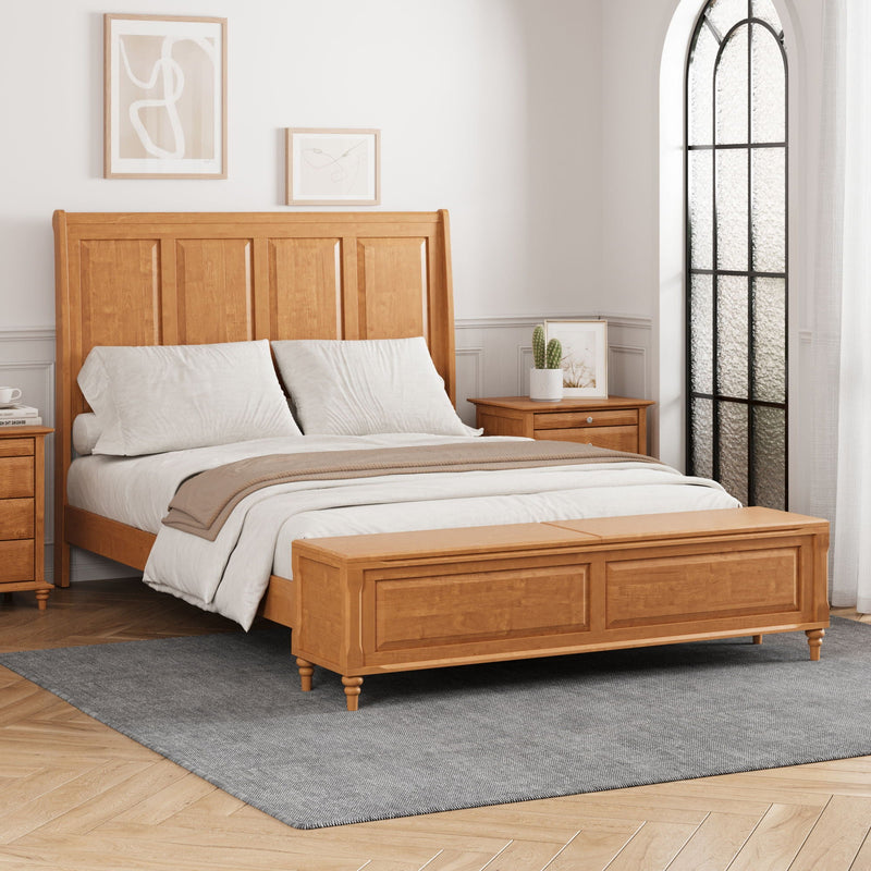 Sleigh Bed Frame With Tall Headboard And Storage Bench by HouseOfZazla