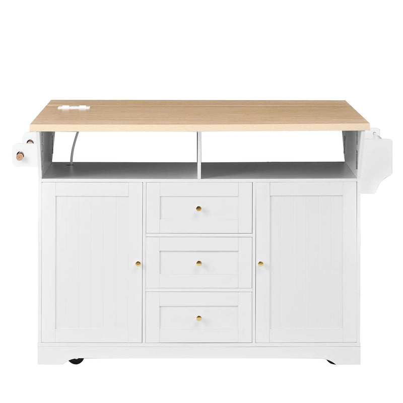 Large Kitchen Island with 2 Drop Leaf and Power Outlet by HouseOfZazla