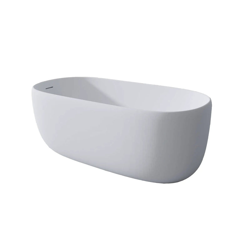 Freestanding Bathtub Resin Stone Soaking Bathtub Solid Surface Modern Tubs With Overflow And Pop-Up Drain - Matte White by HouseOfZazla