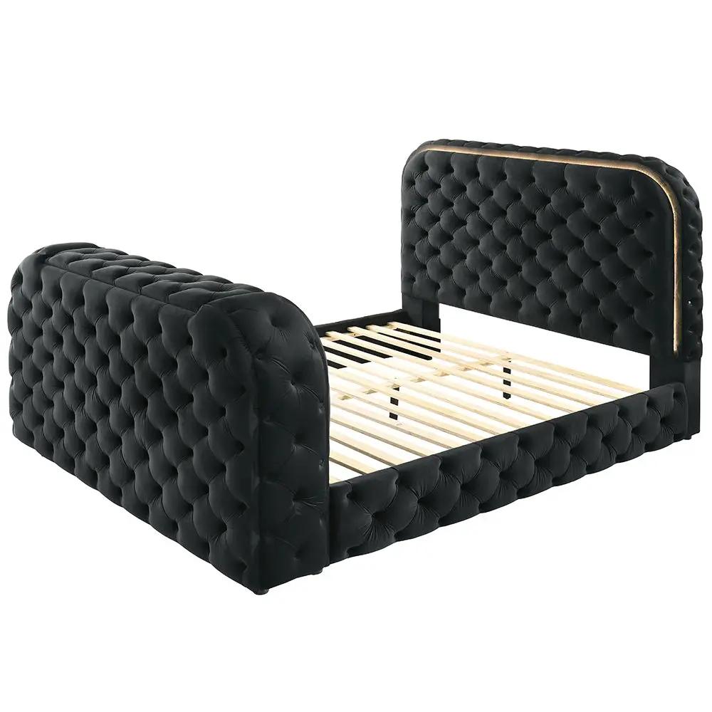 Kana - Bed With LED, Fireplace & TV Stand by Unique Piece Furniture