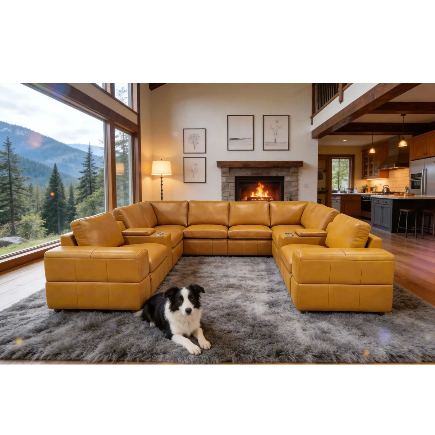 Upholstered Large Arms Sectional With Recliner Seats by Unique Piece Furniture