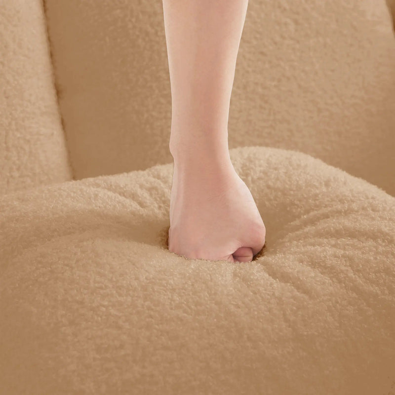 Elysees Right Chaise Sofa W/Pillows Teddy Fabric -Camel by HouseOfZazla