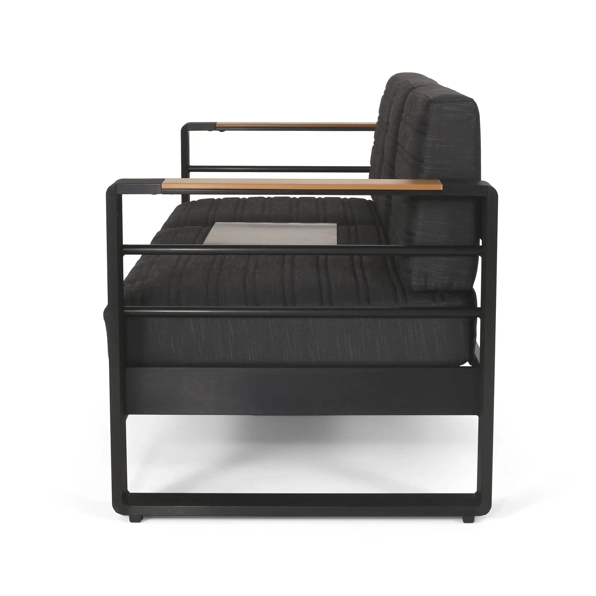 Giovanna 3-Seater Sofa with Aluminum Frame and Water-Repellent Cushions - Black by HouseOfZazla