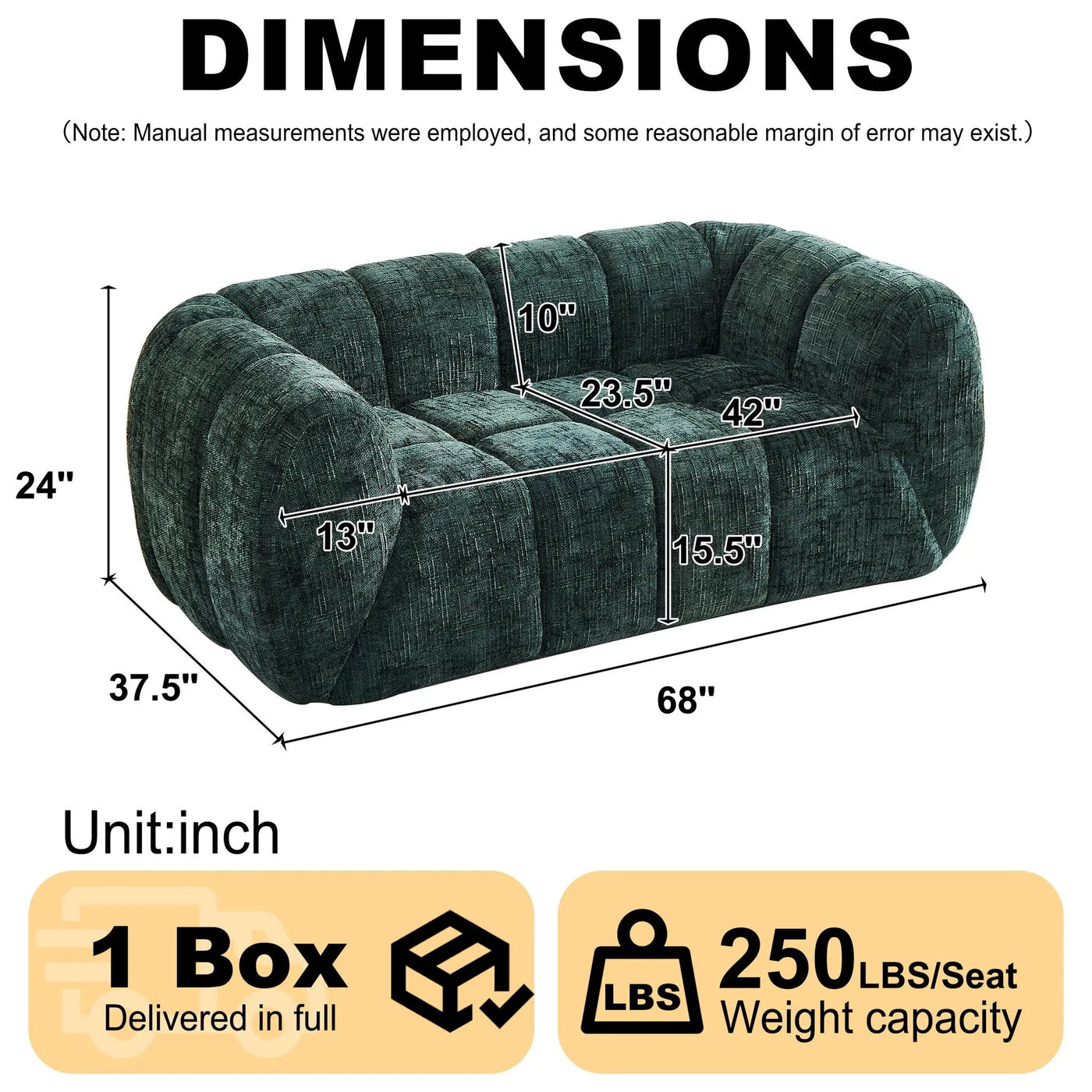 Quilted Cloud Sofa With Rounded Armrests And Piano Key Backrest Design by HouseOfZazla