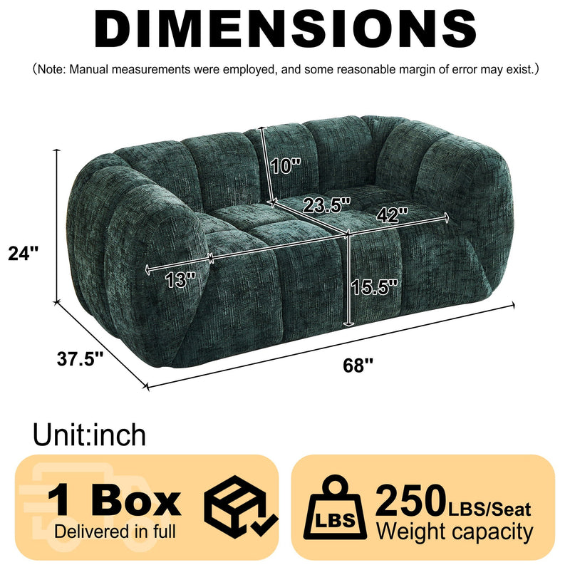 Quilted Cloud Sofa With Rounded Armrests And Piano Key Backrest Design by HouseOfZazla