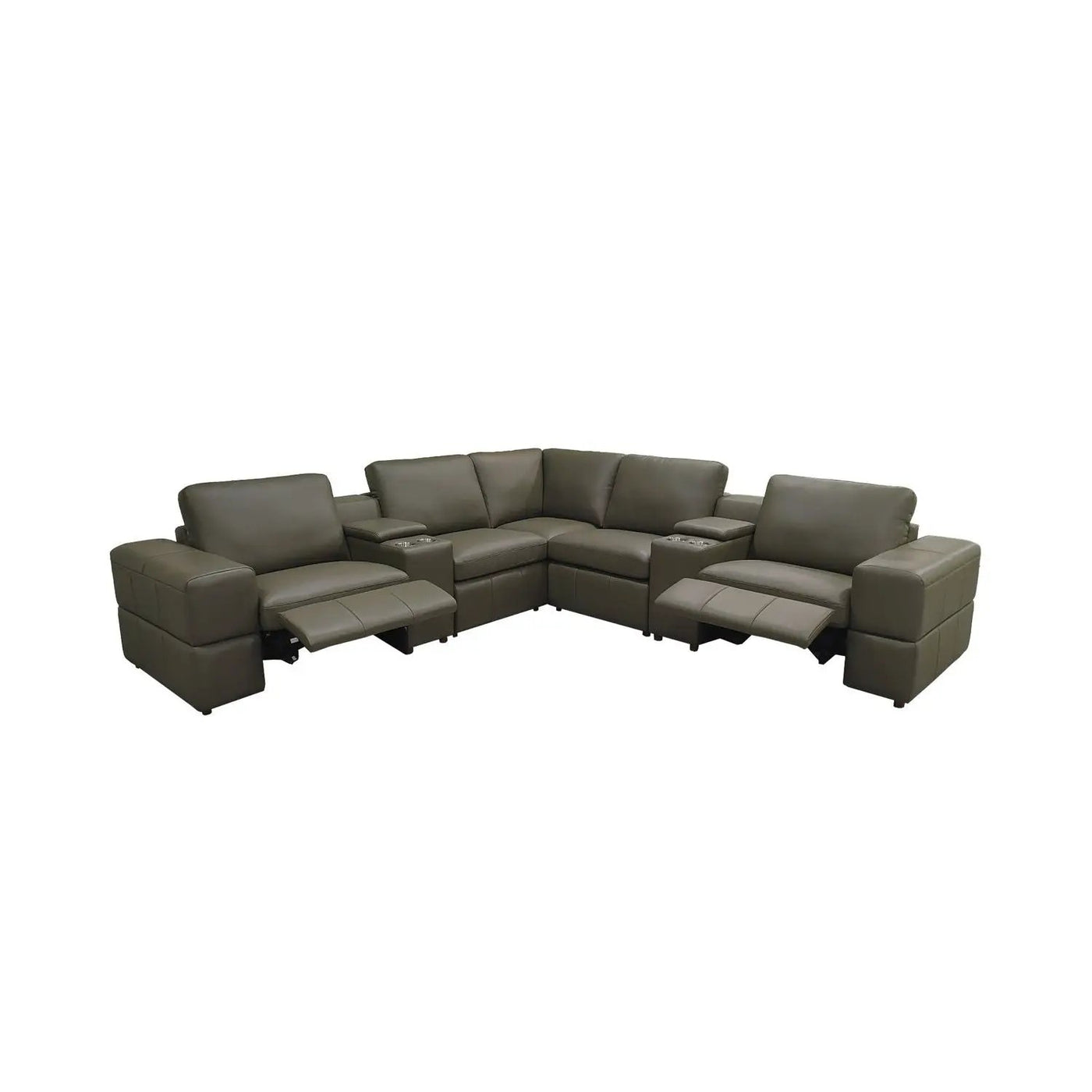 Upholstered Large Arms Sectional With Recliner Seats by Unique Piece Furniture