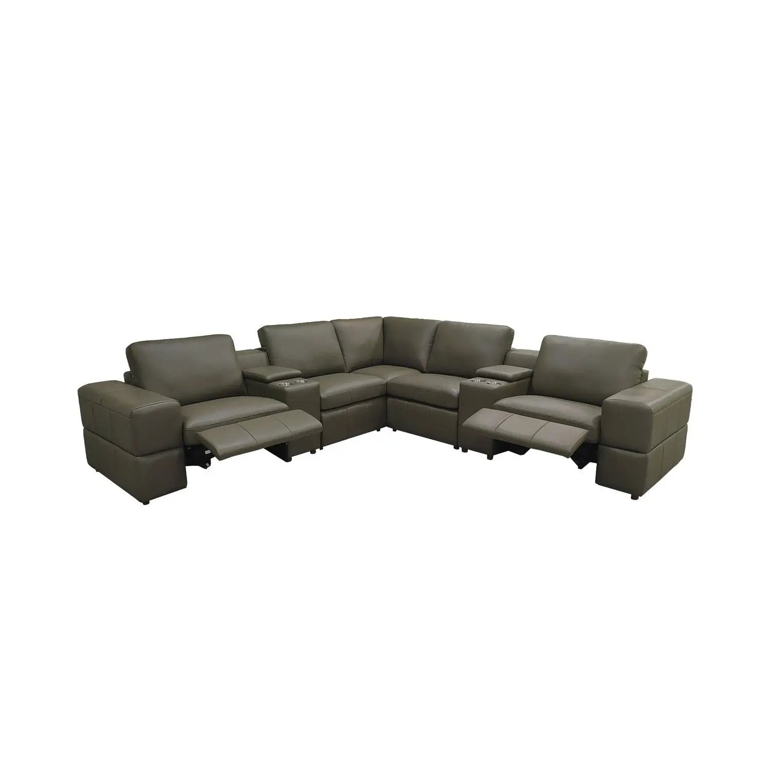 Upholstered Large Arms Sectional With Recliner Seats by Unique Piece Furniture