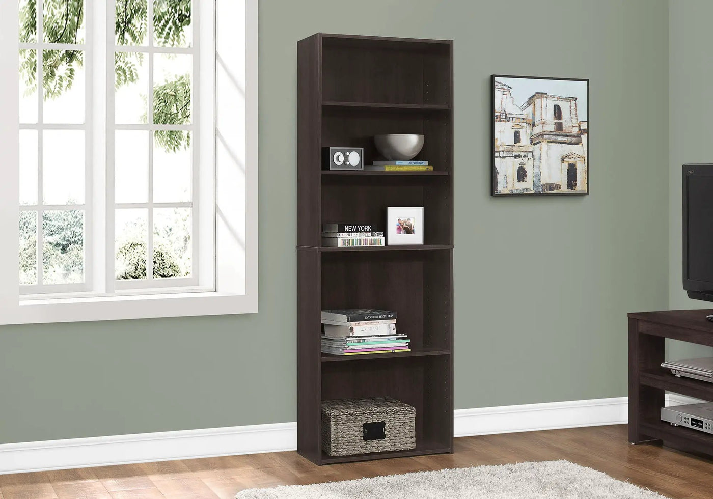 Bookshelf, Bookcase, 6 Tier, For Office, Transitional by Unique Piece Furniture