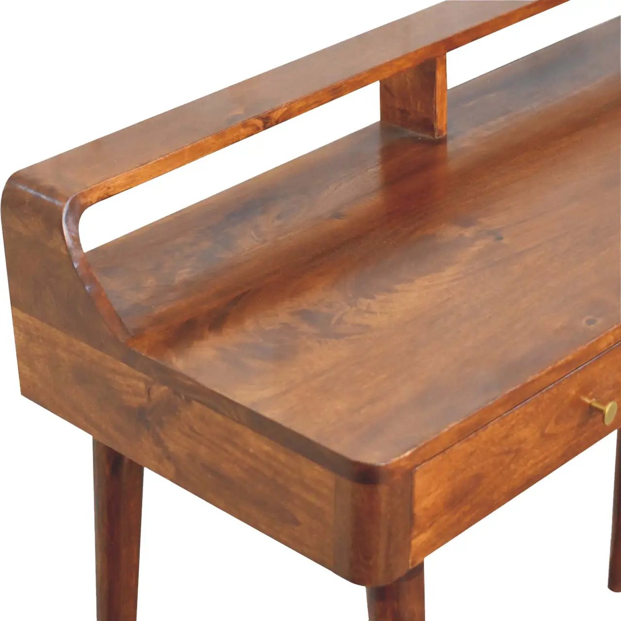 Elevated Chestnut Console Table, 2-Drawers, Nordic Legs by HouseOfZazla