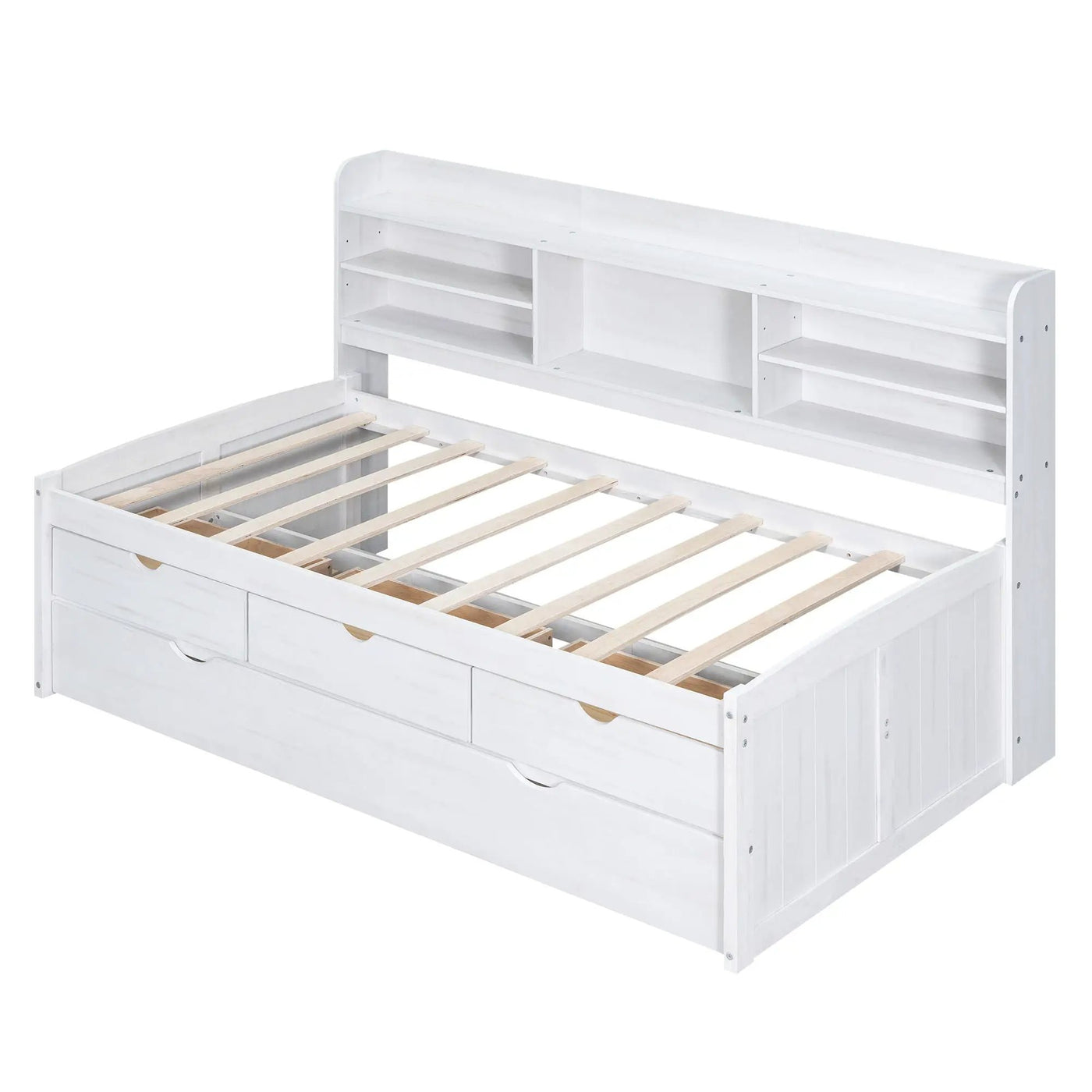 Captain Bed With Built In Bookshelves, 3 Storage Drawers, And Trundle by HouseOfZazla