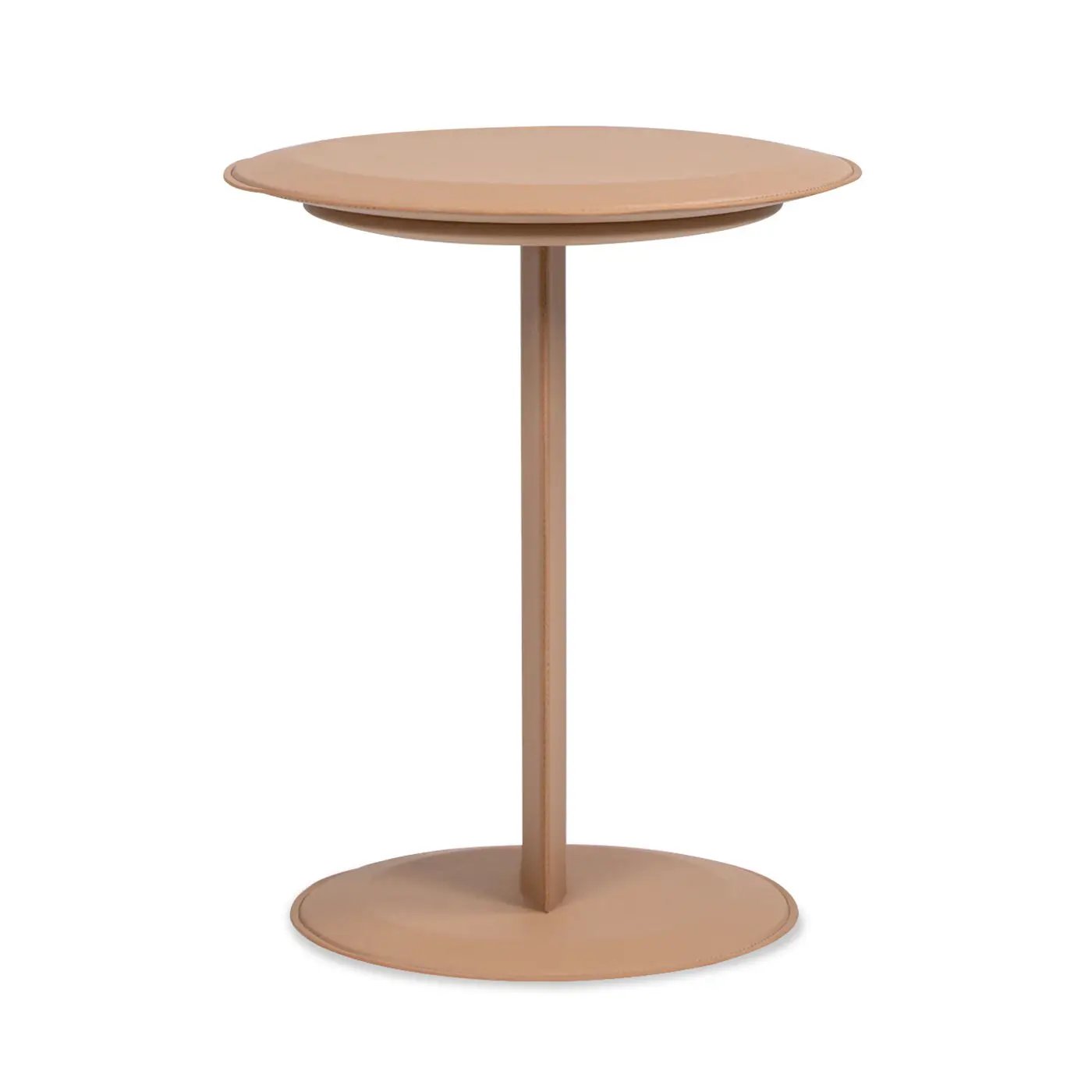 Mode - Leatherette Round C-Shaped Sofa Side Table - Saddle Brown by HouseOfZazla