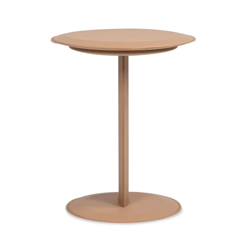 Mode - Leatherette Round C-Shaped Sofa Side Table - Saddle Brown by HouseOfZazla