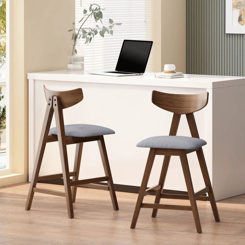 Mid Century Modern Counter Stool With V Shape Frame And Upholstered Seating by HouseOfZazla