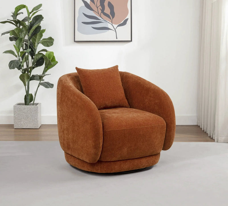 Arnaud Chenille Upholstered Swivel Accent Chair Burnt Orange by Unique Piece Furniture