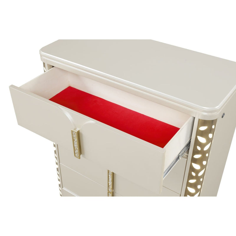 Cinderella - Chest With LED Accents And 5 Storage Drawers - Beige by HouseOfZazla