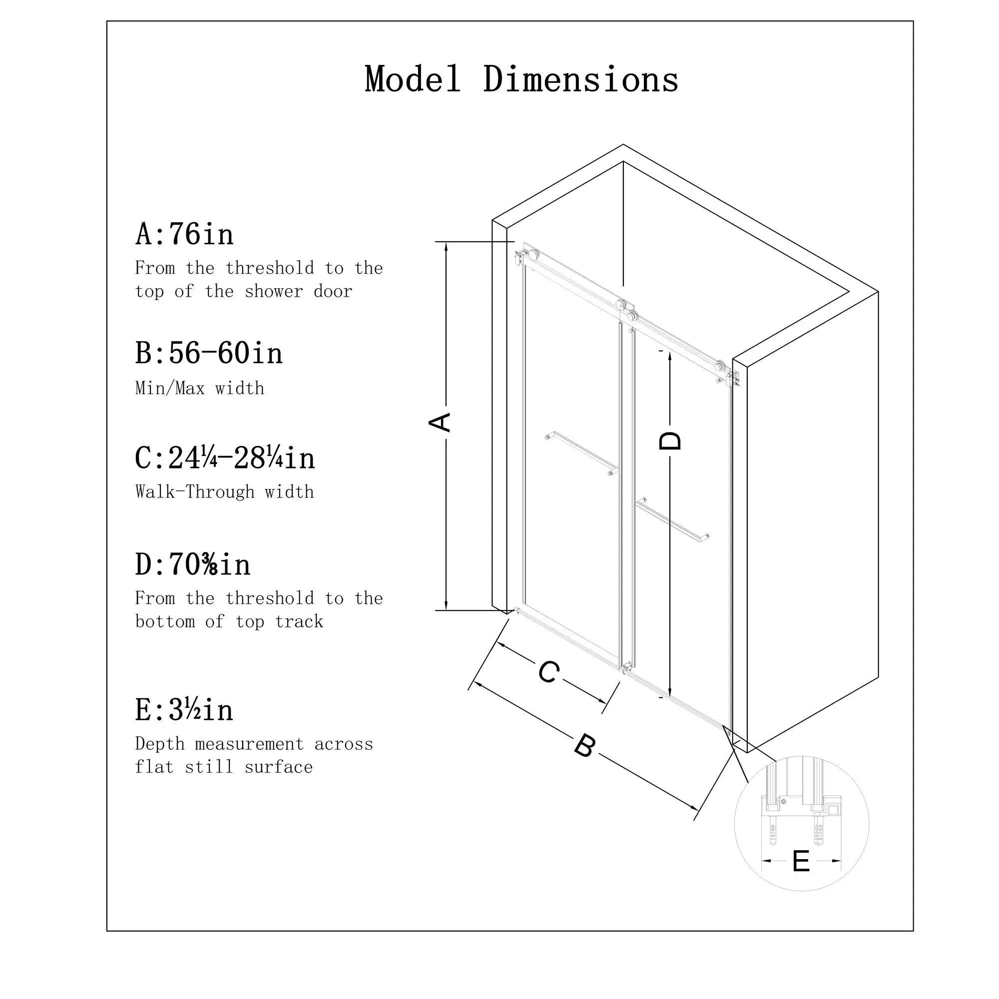 Frameless Double Sliding Soft Close Bathtub Shower Door, 5 / 16" Clear Nano Coated Tempered Glass And 304 Stainless Steel Handle - Matte Black by HouseOfZazla