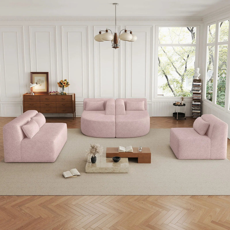 Upholstered Sofa Free Combined Sofa Couch With 2 Chaise Lounge And Five Back Pillows For Living Room by HouseOfZazla