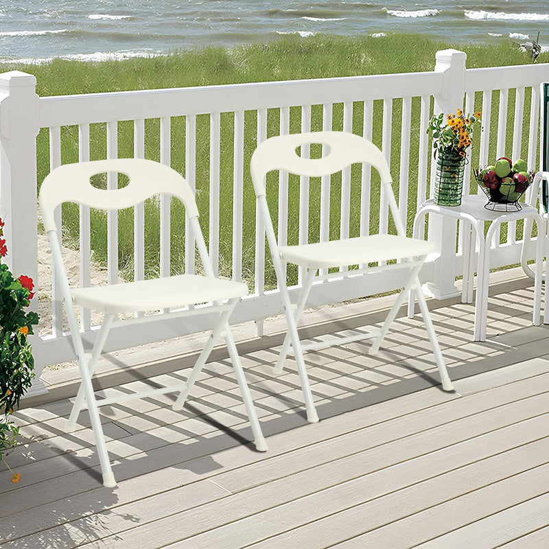 White Folding Chair Set with Waterproof Finish and Stackable Design - Set of 4, photo 7 of 27
