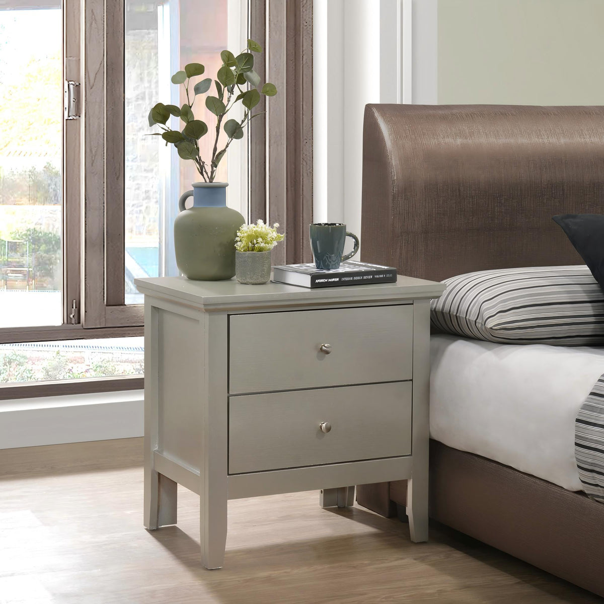 English Dovetailed Drawers Nightstand with Nickel Hardware - Multiple Colors, photo 8 of 26
