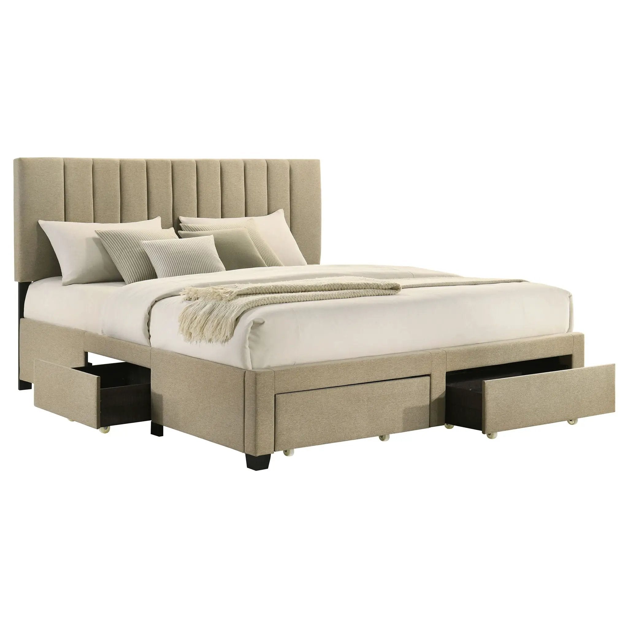Wheatland 4-drawer Upholstered Eastern King Storage Bed Brown by Unique Piece Furniture