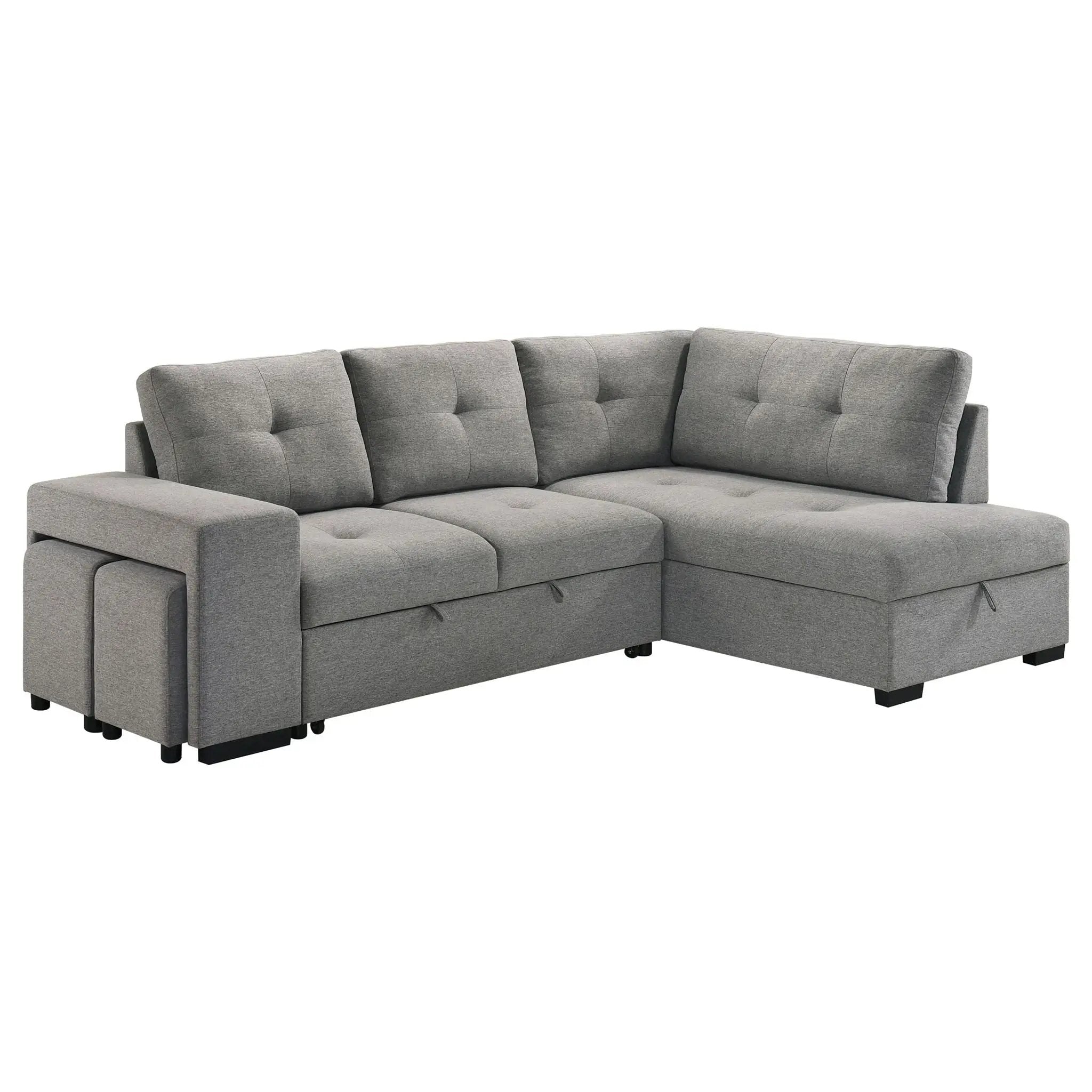 Roanne Fabric Upholstered Sleeper Sectional Sofa Grey by Unique Piece Furniture