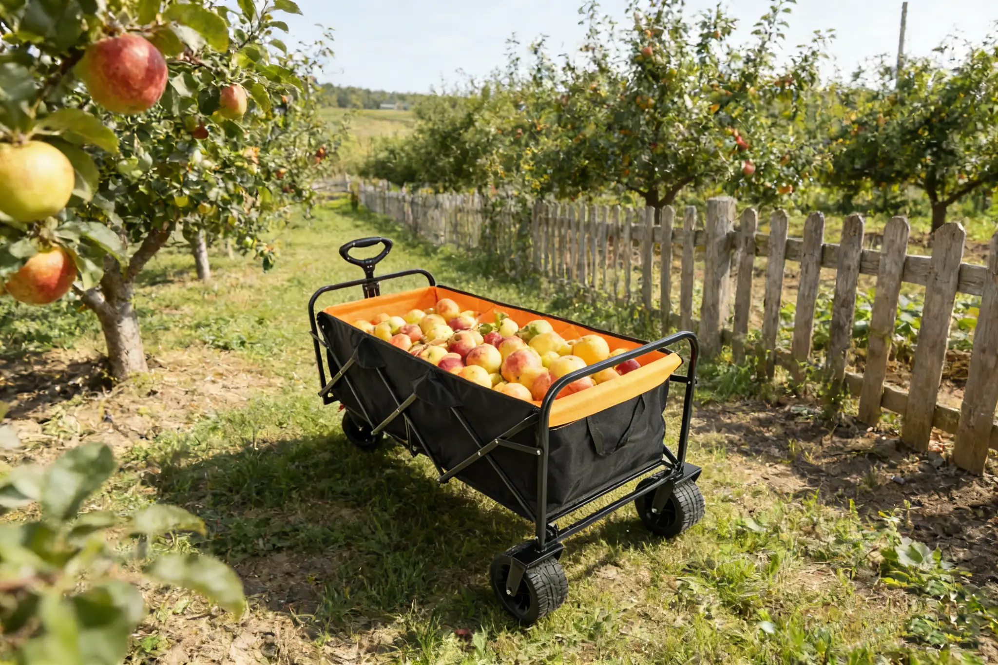 Big Large Capacity Folding Wagon Cart with Extender (Black + Orange) by HouseOfZazla