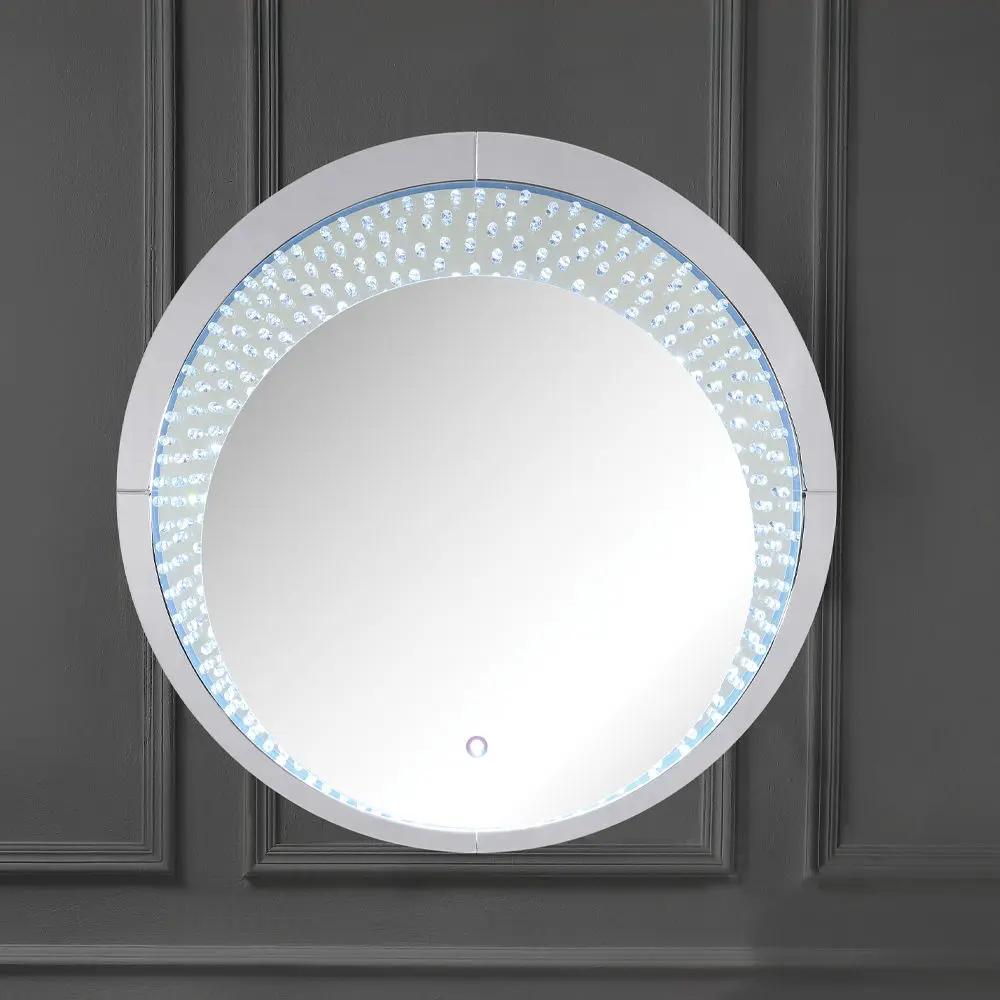 Nysa - 39" Accent Mirror With LED - Mirrored & Faux Crystals by Unique Piece Furniture