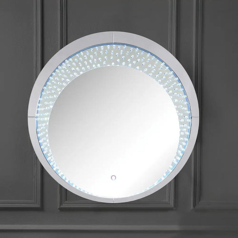 Nysa - 39" Accent Mirror With LED - Mirrored & Faux Crystals by Unique Piece Furniture