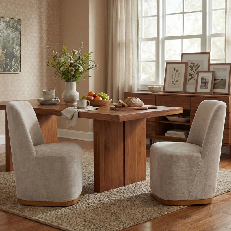 Indoor Upholstered Dining Chair (Set of 2) with Sturdy Frame - Oatmeal by HouseOfZazla