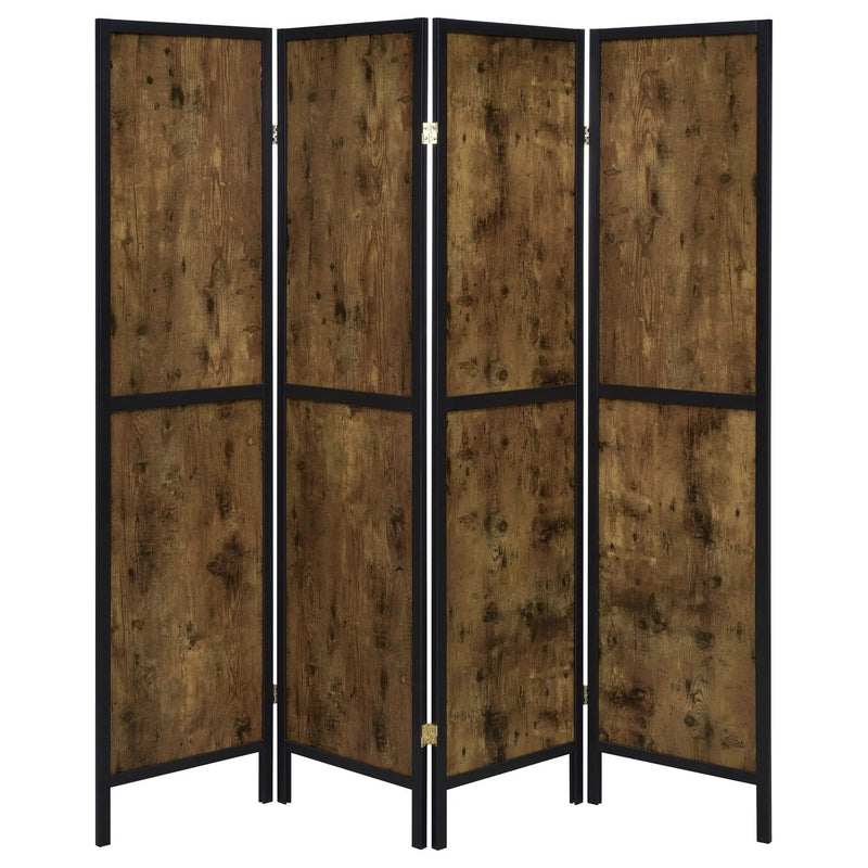 Deepika 4-Panel Room Divider Folding Screen Rustic Nutmeg by Unique Piece Furniture