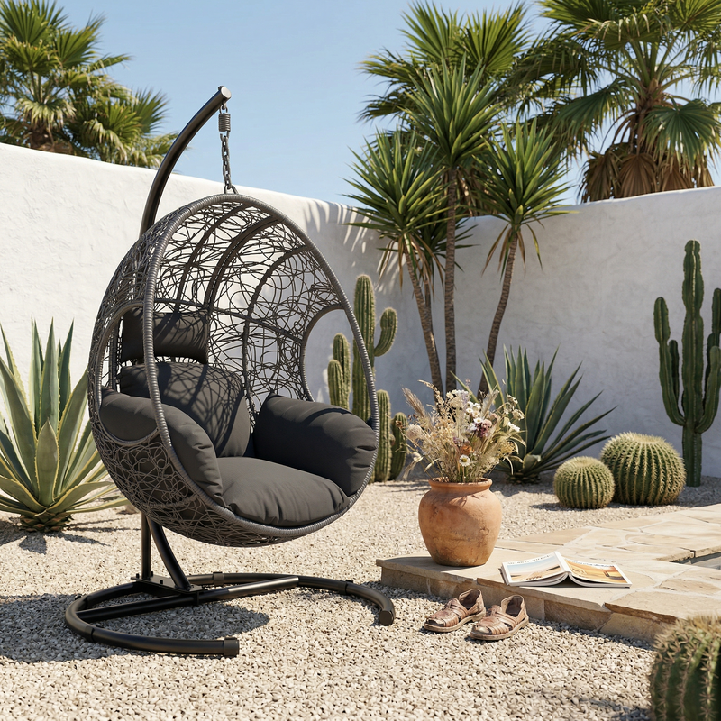 42 Extra Wide U-Base Hanging Egg Chair with Cushion by HouseOfZazla