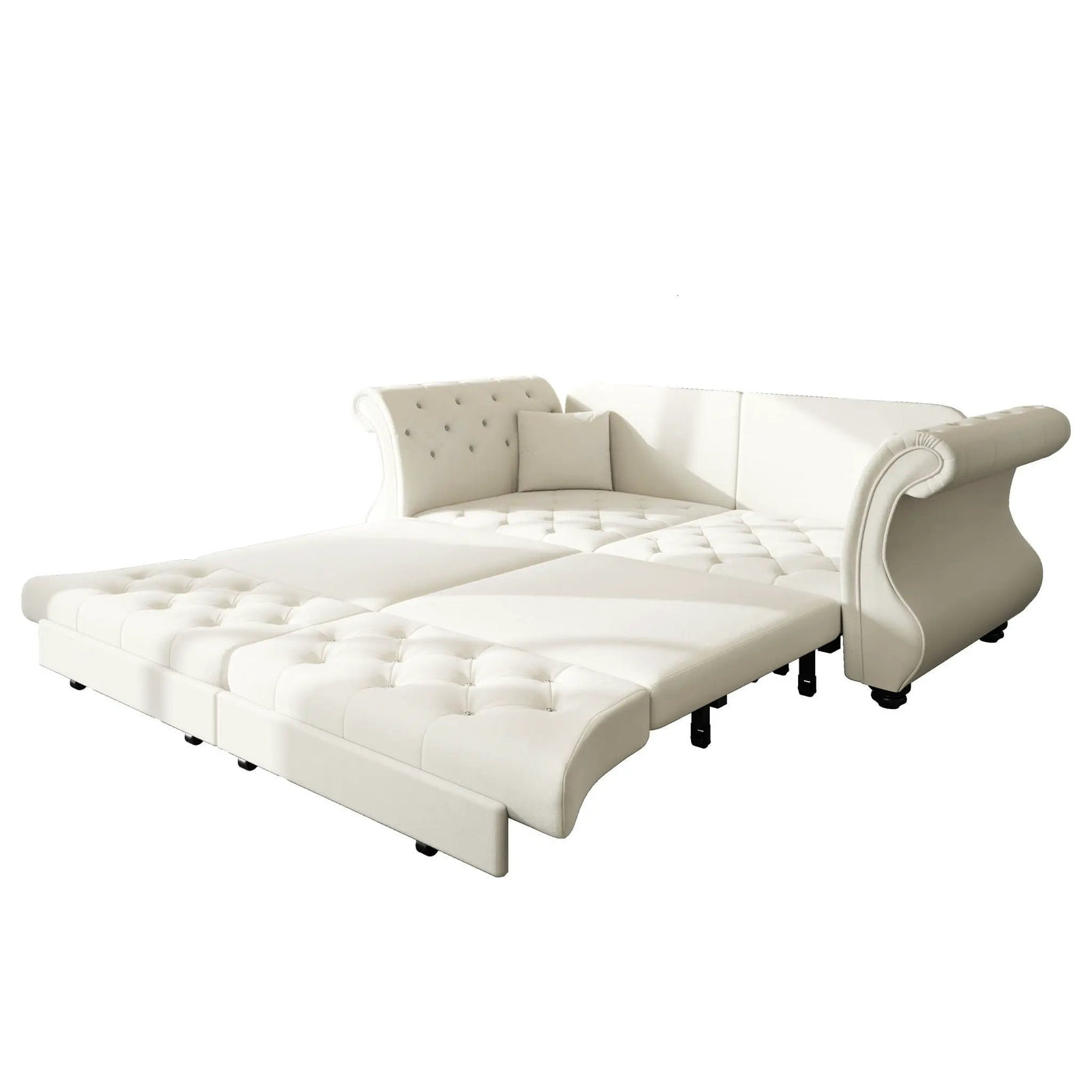 Oversized Chesterfield Pull Out Sofa Bed, Roll Arm Couch With Flower Tufting For Living Room by HouseOfZazla