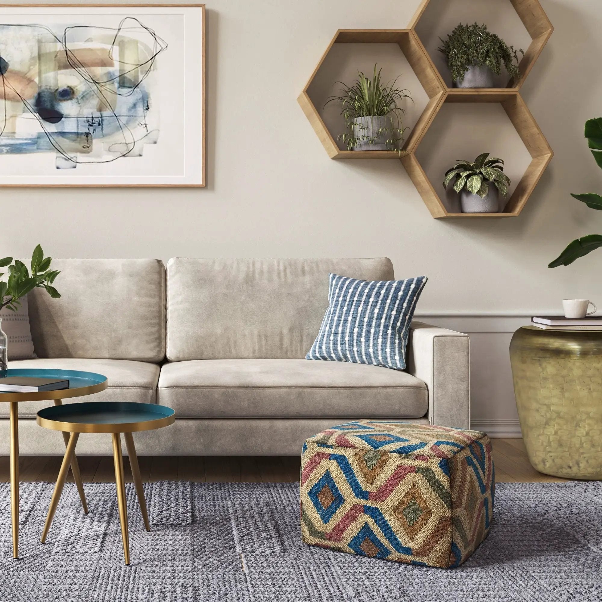 Johanna - Handcrafted Square Pouf by Unique Piece Furniture