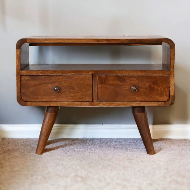 Solid Wood Curved Media Unit by Unique Piece Furniture