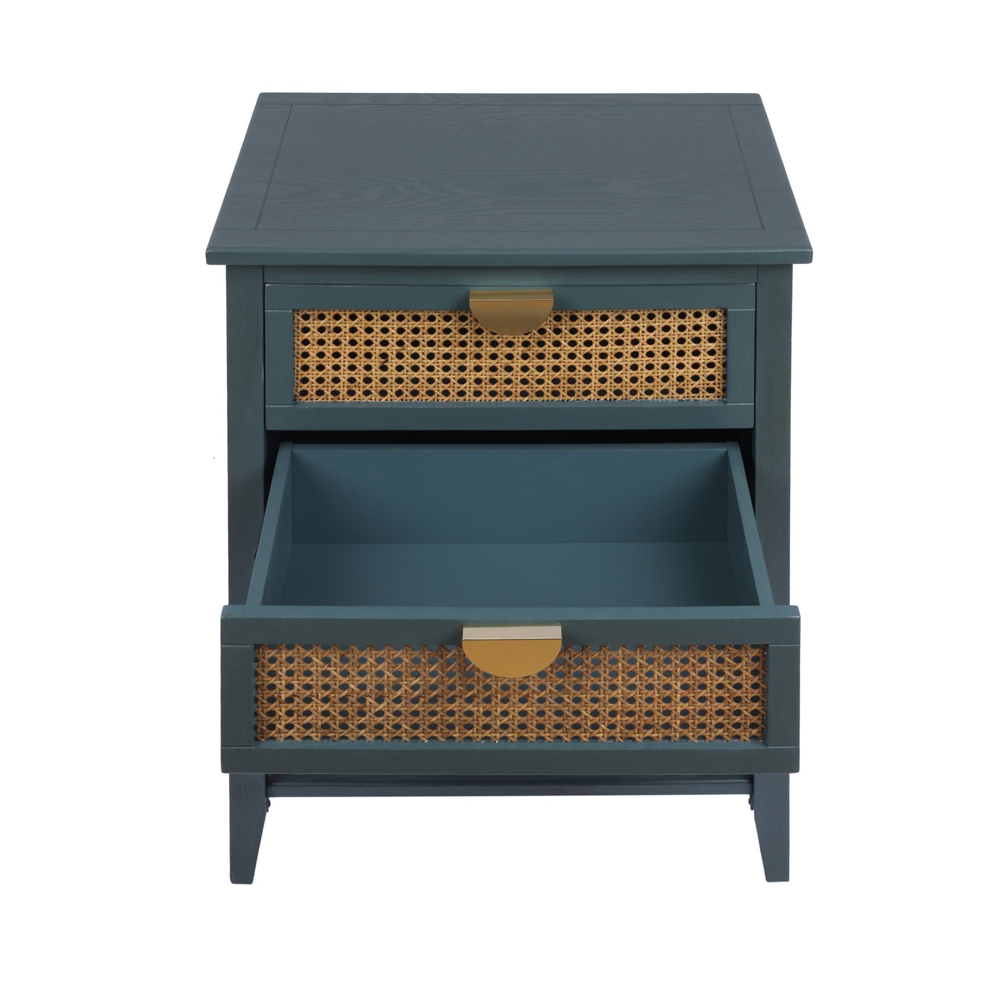 2 Drawer Side Table, Natural Rattan by HouseOfZazla