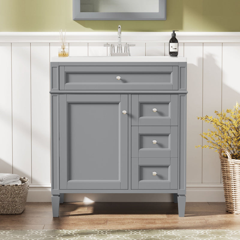 Dark Gray Bathroom Vanity With Top Sink, 2 Drawers & Tip Out Drawer, photo 18 of 66