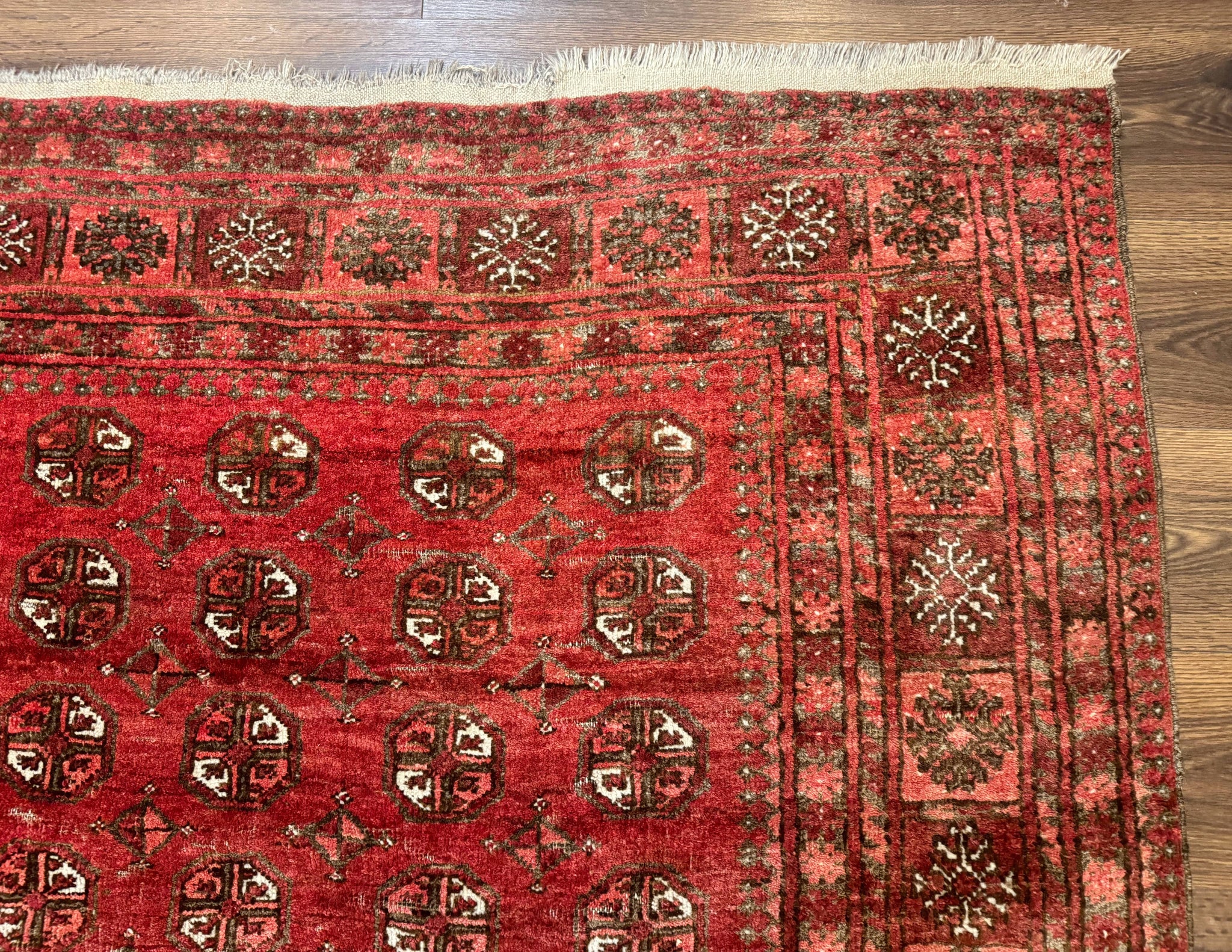 Antique Persian Turkoman Rug 5x6, Red by Jewel Rugs