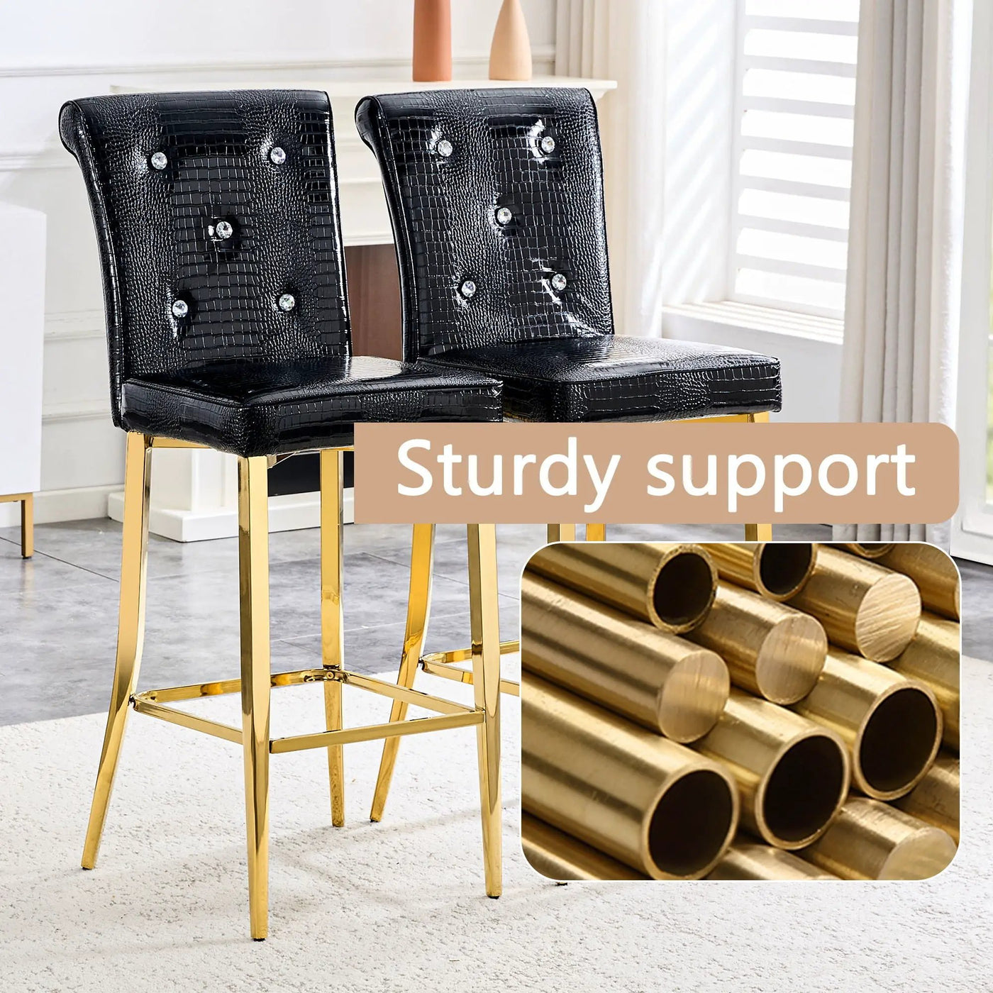 Bar Chairs With Crystal Clasp Design (Set of 2) by HouseOfZazla