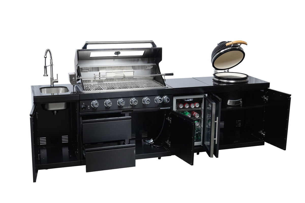 115-Inch Stainless Steel Outdoor Kitchen Barbecue Island Grill with Granite Countertops - Black, photo 4 of 10