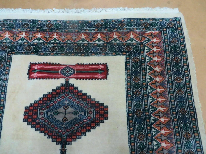 4' X 6' Vintage Handmade Bokhara Turkoman Pakistan Wool Rug Carpet Nice by Jewel Rugs