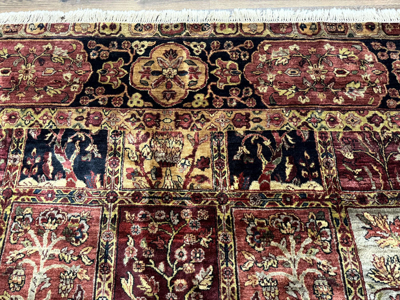 Indo Persian Rug 9x12, Bakhtiari Panel Design, Multicolor, Soft Wool Pile by Jewel Rugs