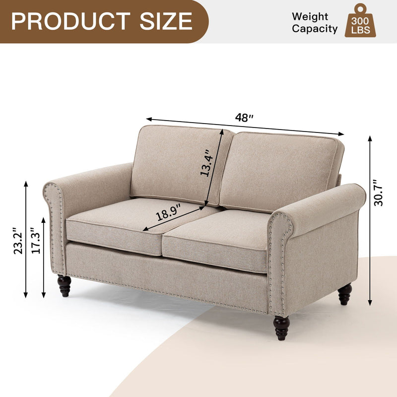 Loveseat Sofa, Mid-Century Modern Couches For Living Room, Button Tufted Sofa by HouseOfZazla