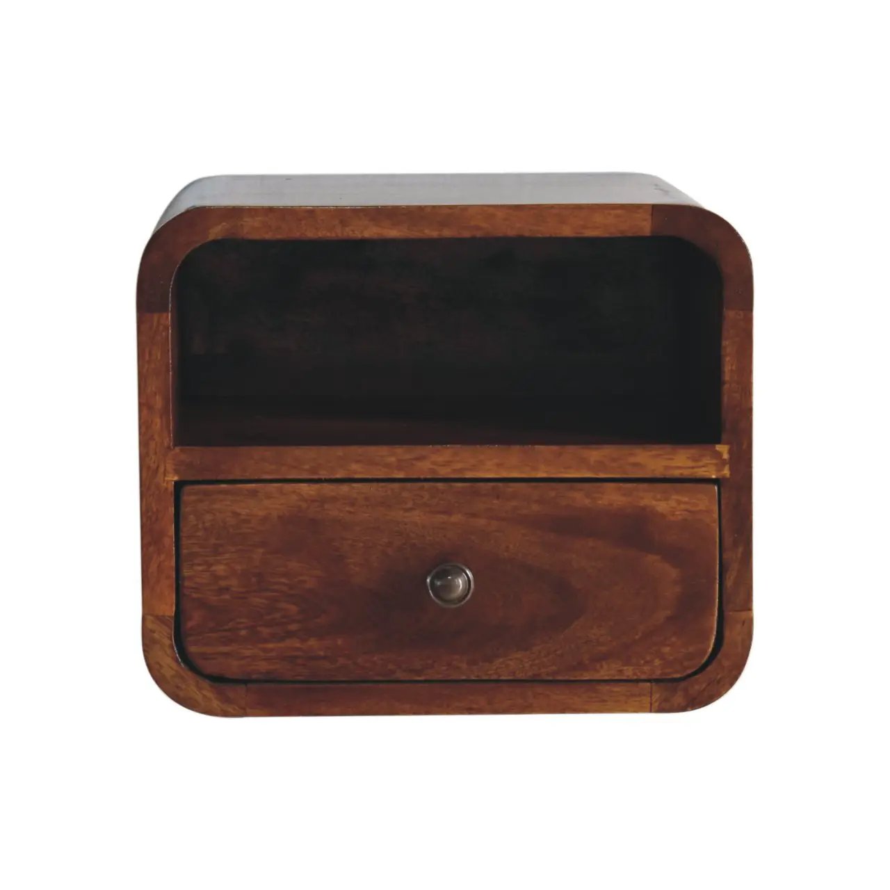 Extra Mini Wall-Mounted Curved Chestnut Nightstand by HouseOfZazla