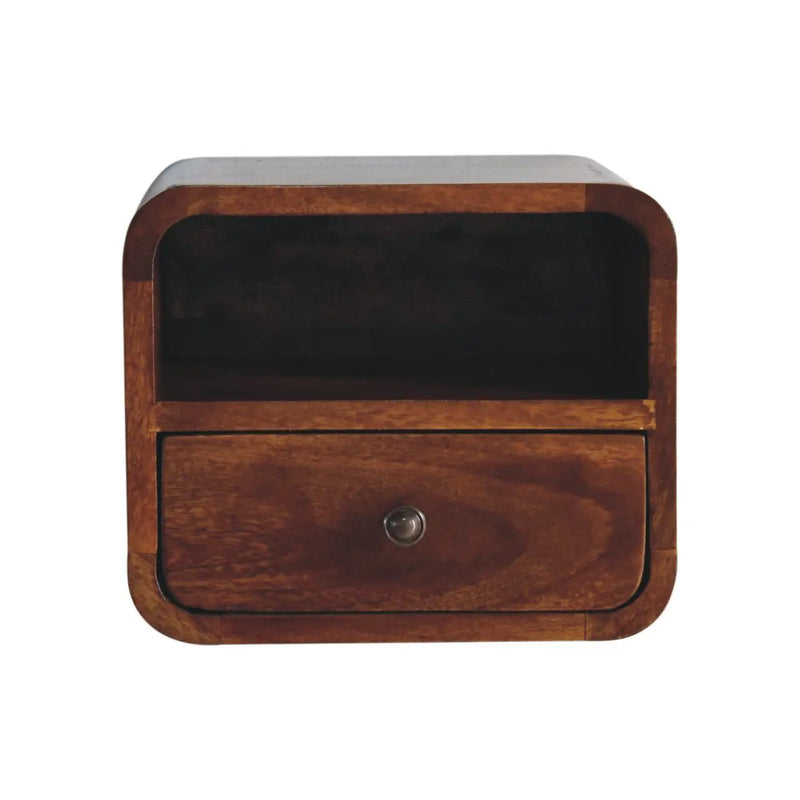 Extra Mini Wall-Mounted Curved Chestnut Nightstand by HouseOfZazla