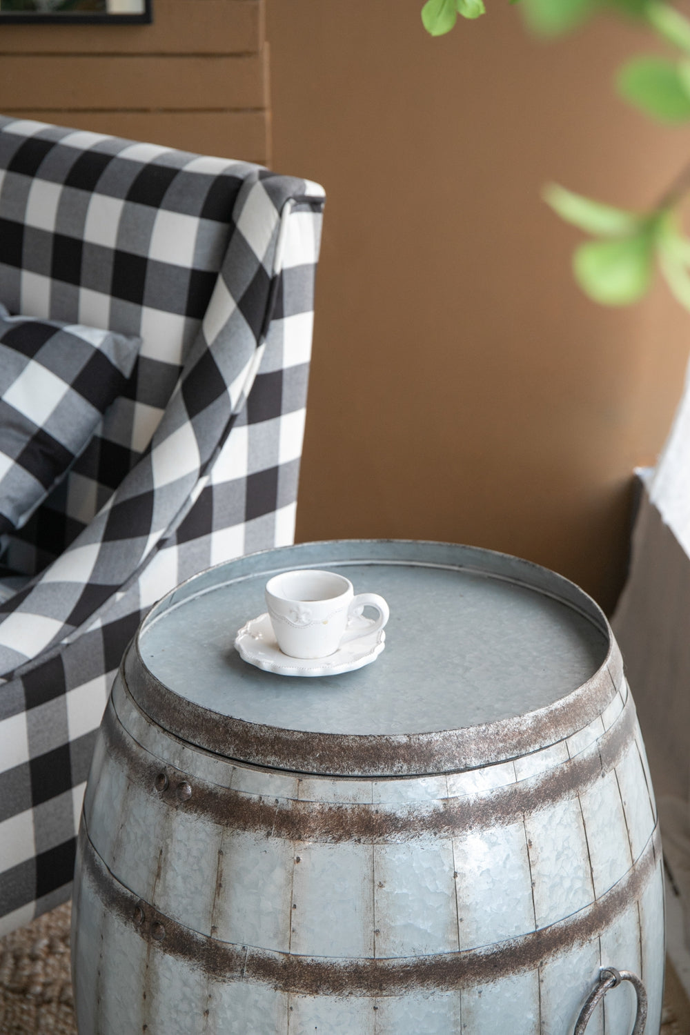 Galvanized Drum Side Table with Removable Lid - Gray, photo 10 of 10