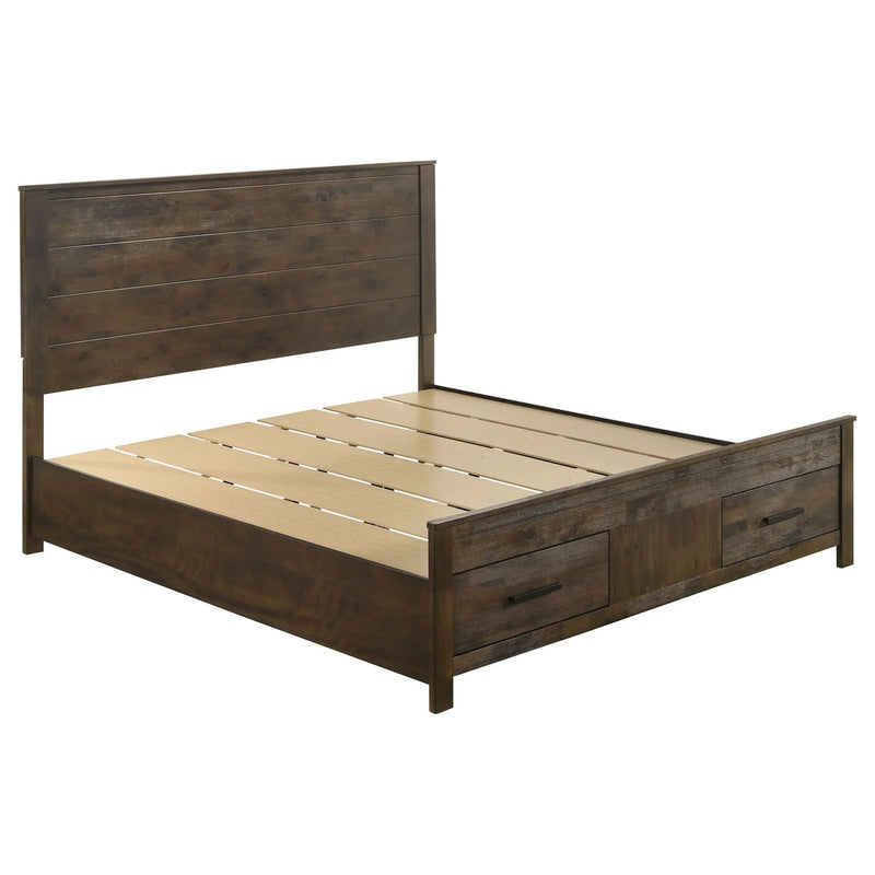 Greely - 5 Piece King Storage Bedroom Set Includes Bed, Nightstand, Dresser, Mirror & Chest - Rustic Brown by HouseOfZazla