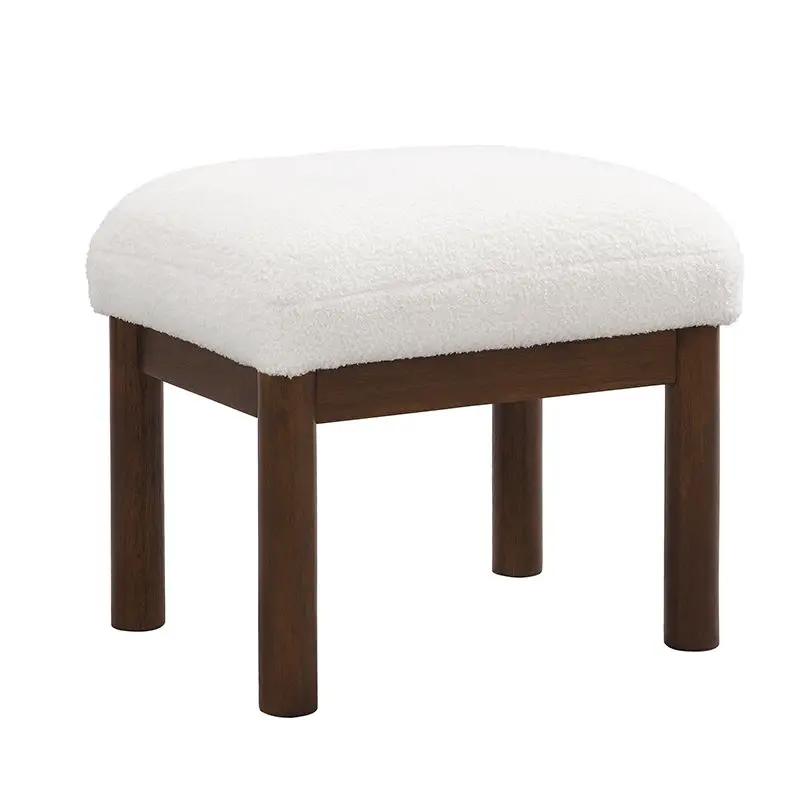 Modern Accent Chair With Ottoman, Mid Century Lounge Chair With Footrest, Comfy Fabric Armchair Upholstered Set With Solid Wood Frame For Living Room - White by HouseOfZazla