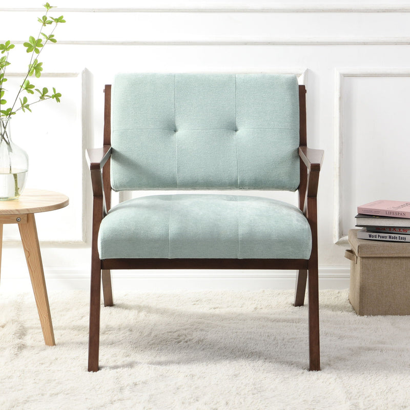 Modern Accent Chair With Plush Cushions, Angled Arm Design - Green by HouseOfZazla